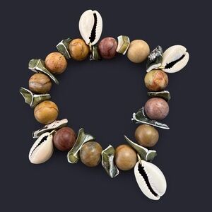 Shorewood Mixed Bead Cowrie Shell Charm Bracelet